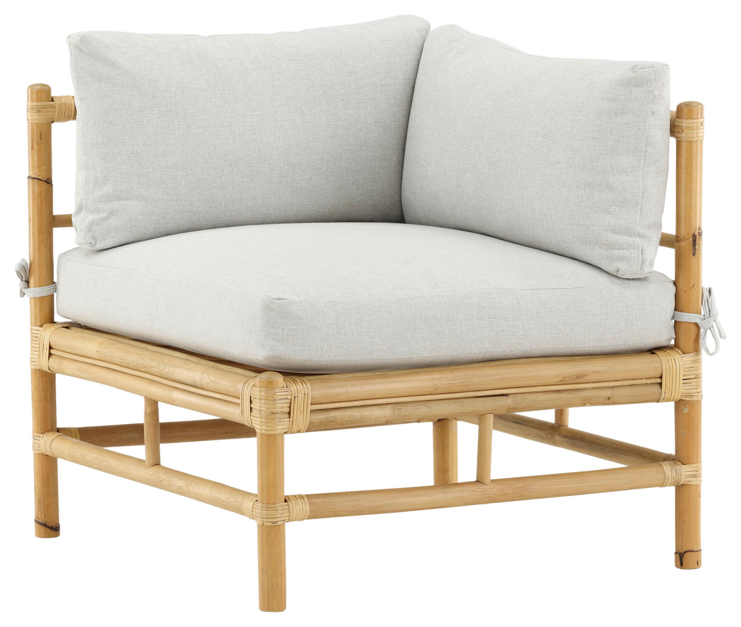 Loungeeckteil Cane Bambus Rattan ca. 75x70 cm - Hellbraun, KONVENTIONELL, Holz/Textil (75/70/74cm) - Gardenson