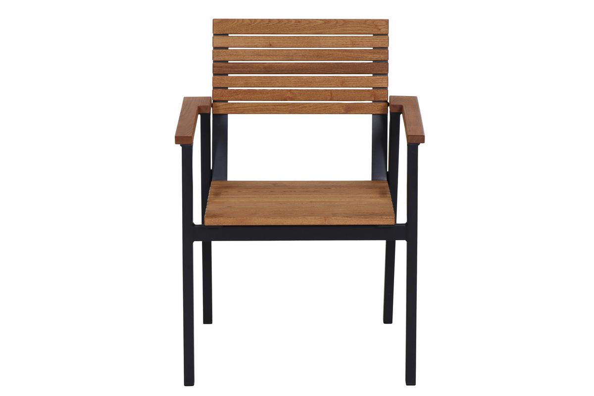 Gartensessel-Set Bozen 2-tlg. Echtholz/Schwarz - Naturfarben, Basics, Holz/Metall (60/83/58,5cm) - Siena Garden