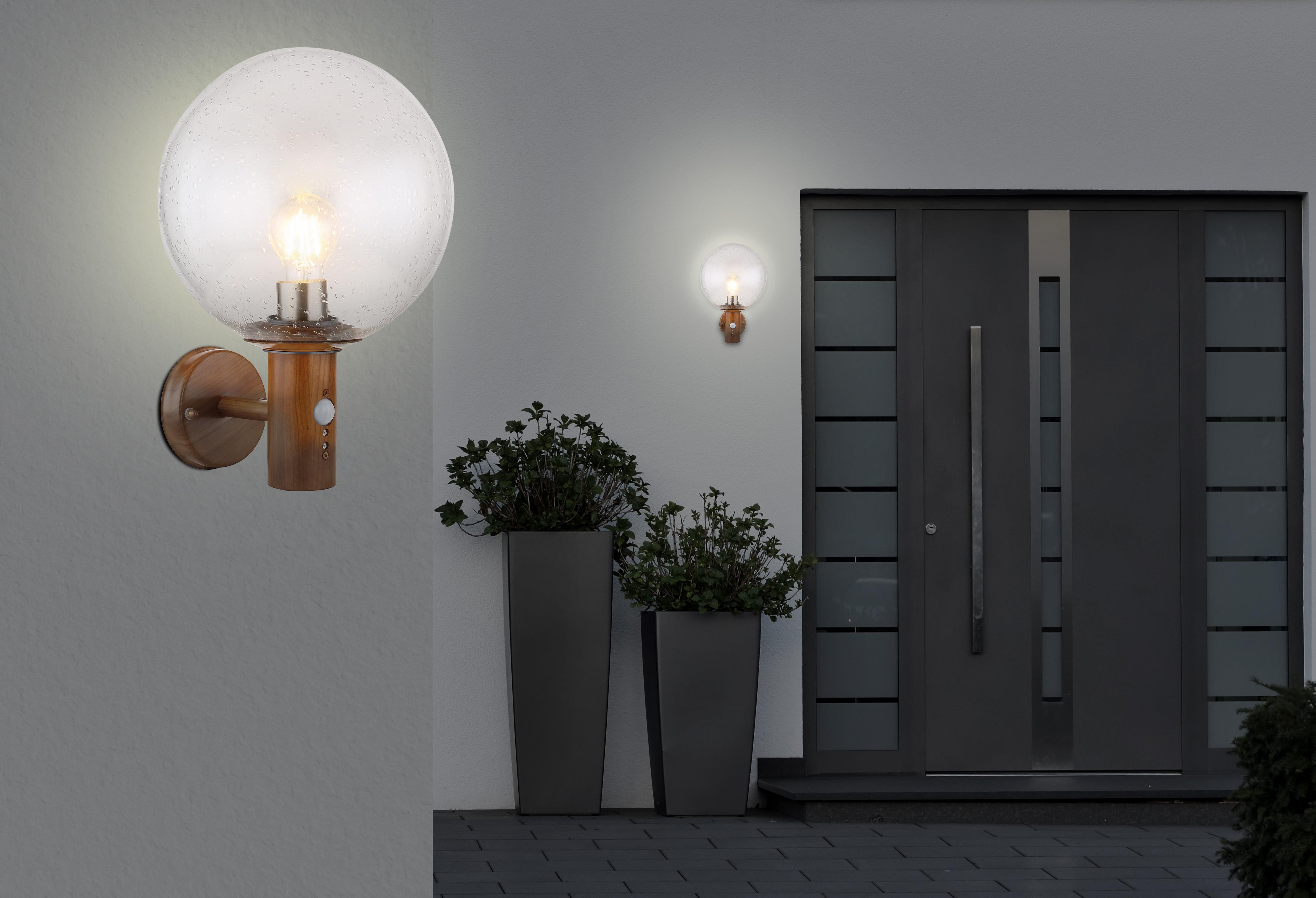 Außenleuchte Ossy in Braun max. 15 Watt - Klar/Braun, Basics, Glas/Metall (25/37cm) - Globo