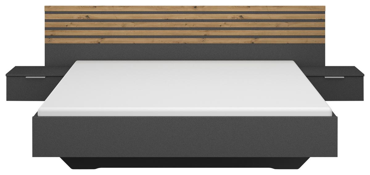 Bettanlage Lamella ca. 180x200 cm Grau/Eiche Artisan - Eiche Artisan/Grau, MODERN, Holzwerkstoff (180/200cm) - Rauch Möbel