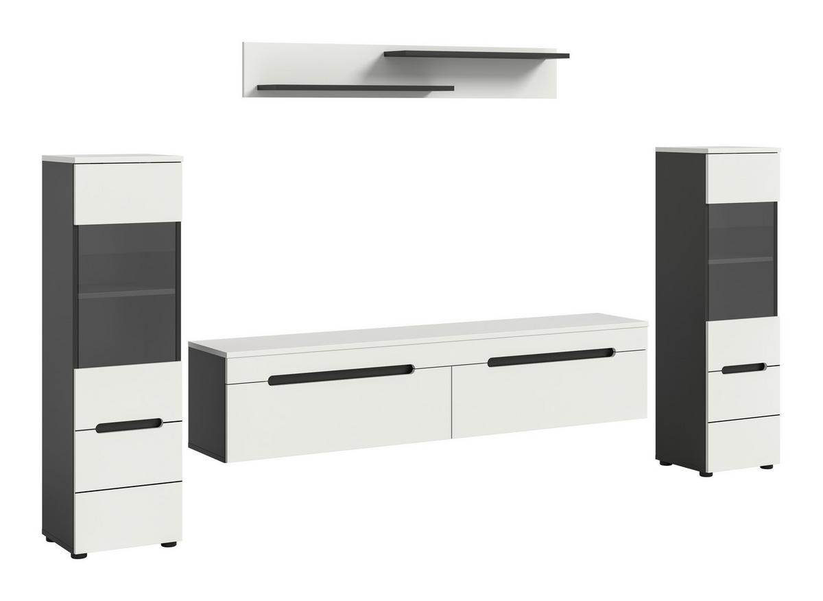 Dnevni Regal Canu, Bela, Siva, 4-Delni - črna/bela, Design, umetna masa/leseni material (272/141/33cm) - Livetastic