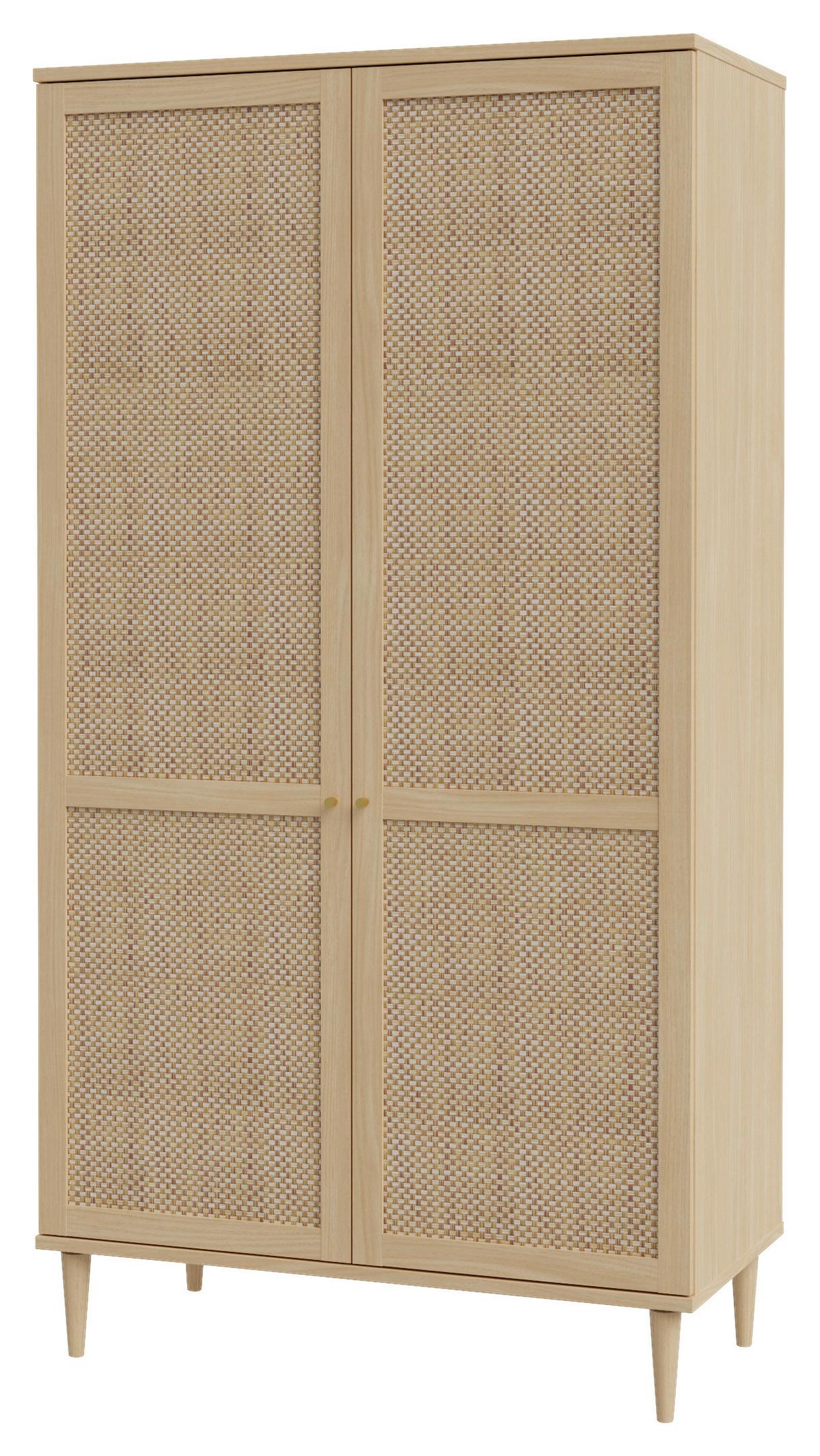 DULAP CU UșI ROTATIVE CALASETTA - culoare lemn stejar, Natur, material pe bază de lemn (110,1/208,1/52,1cm) - Zandiara