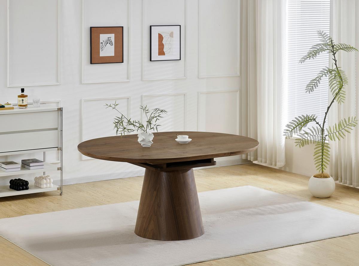 Raztegljiva Miza Sundsvall, Barva Oreha, 120-160x120 - barva oreha, Moderno, leseni material/les (120-160/120/76cm) - P & B