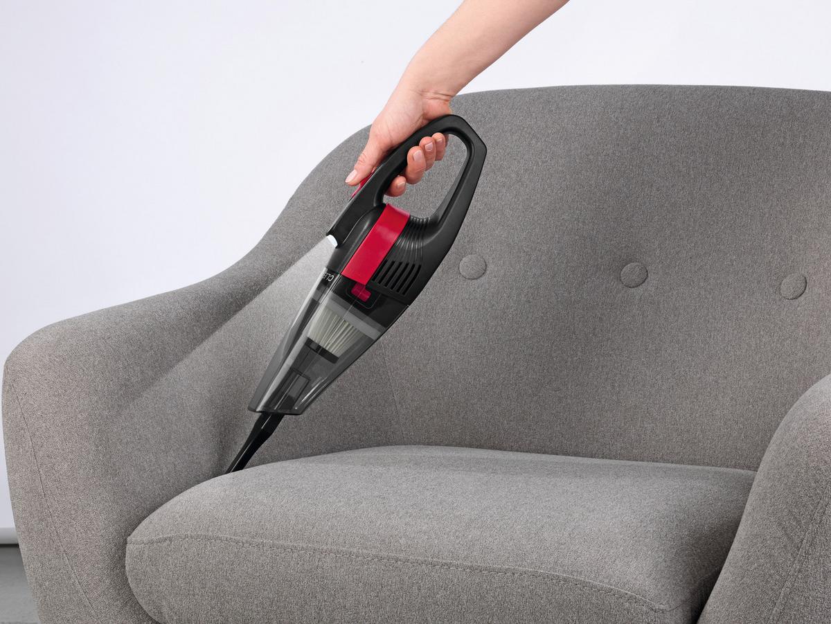 AKUMULATOROWY ODKURZARZ RĘCZNY 12572 - czerwony/szary, Basics, tworzywo sztuczne (39l) - CLEANMAXX
