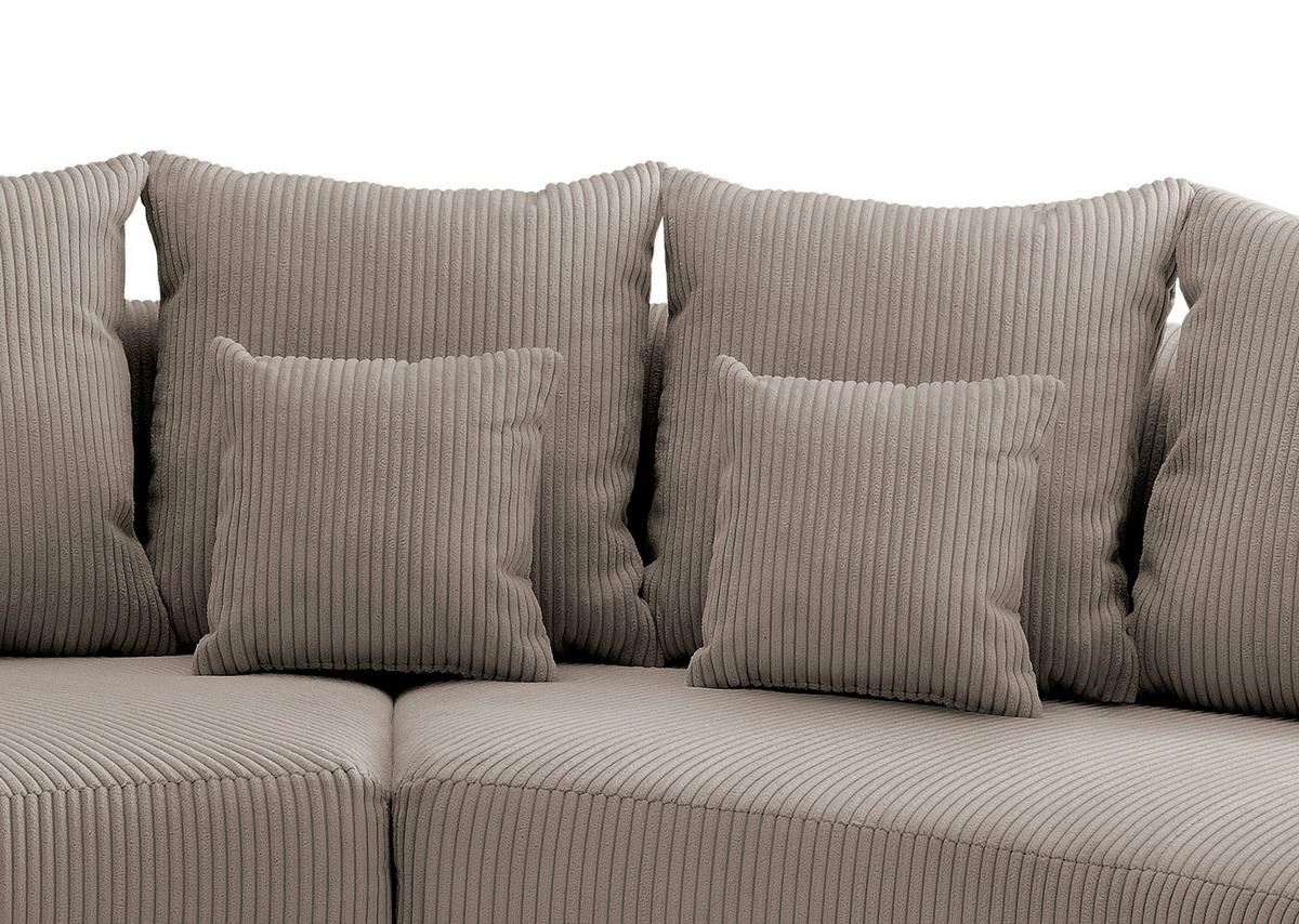 Wohnlandschaft Limoncello grau-braun Cord - Graubraun/Schwarz, Design, Kunststoff/Textil (160/300cm) - Livetastic
