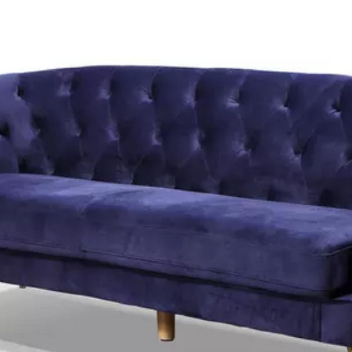 Trosed Lita, Modra, Žamet - zlate barve/modra, Moderno, kovina/tekstil (183/78/83cm) - Modern Living