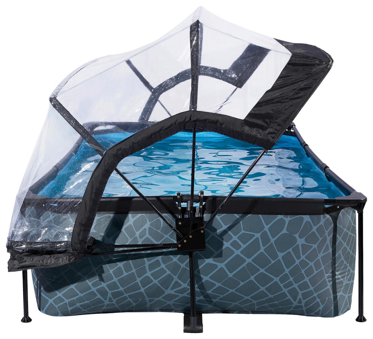 Bazen Exit Stone Pool, 220x150cm - siva, Konvencionalno, kovina (220/150/65cm) - EXIT Toys