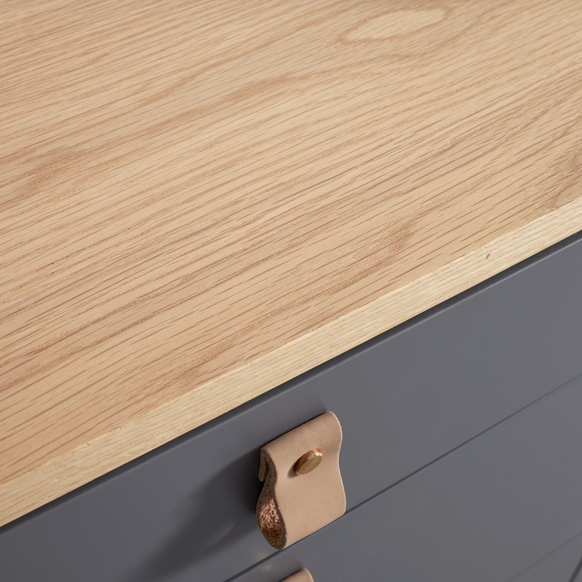 Sideboard Lena Grau/Natur Echtholz - Hellbraun/Naturfarben, MODERN, Holz/Holzwerkstoff (120/75/40cm) - Bessagi Home