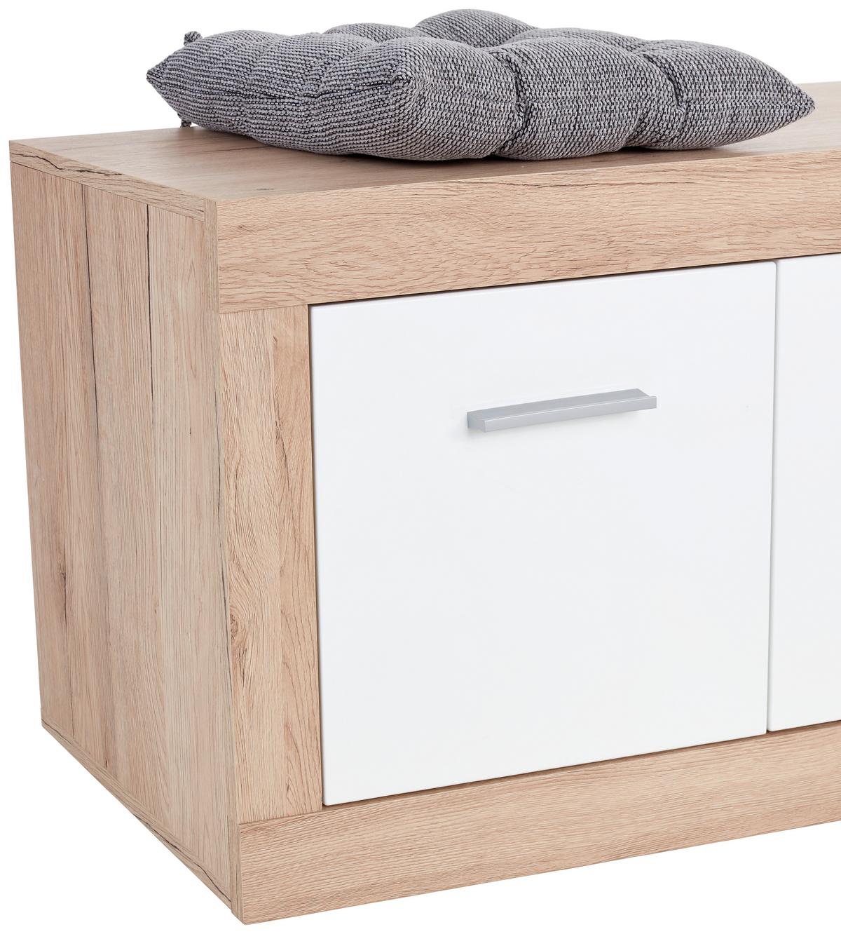 Bancă pentru hol Malta - alb/culoare lemn stejar, Modern, material pe bază de lemn (94,9/49,2/36cm) - Modern Living