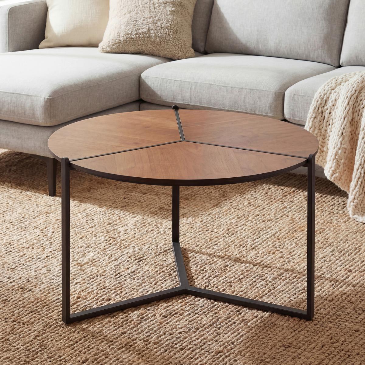 Măsuță De Cafea Wl7.651 - maro/negru, Design, metal/material pe bază de lemn (80/80/42cm) - MID.YOU