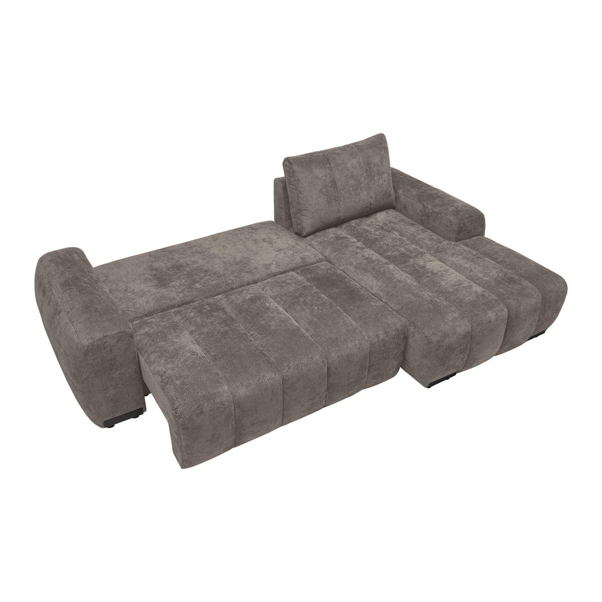 Wohnlandschaft Bolonia Graubraun - Schwarz Hochglanz/Graubraun, MODERN, Textil/Metall (273/93/166cm) - Mömax