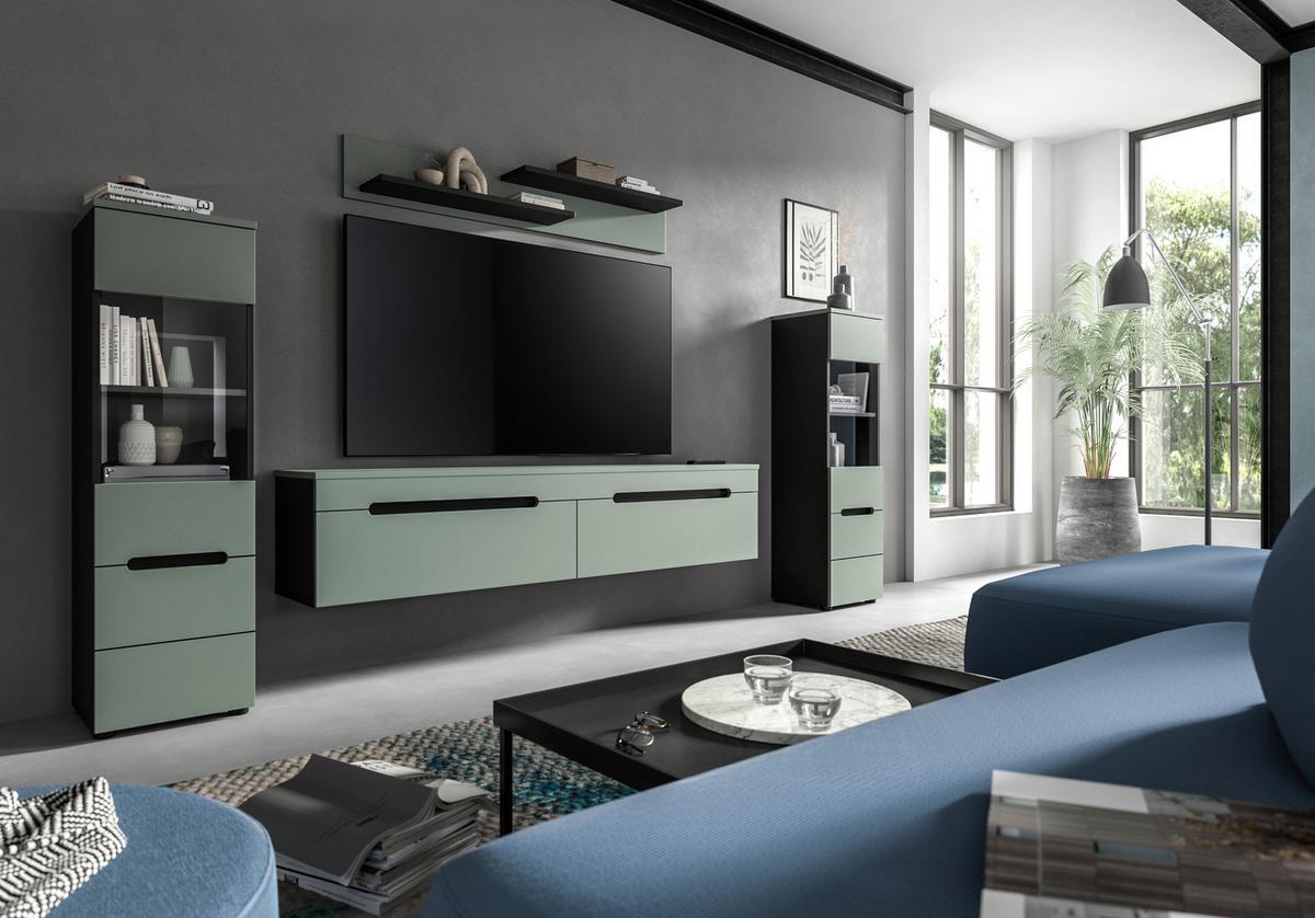 Dnevni Regal Canu, Sivozelena, 4-Delni - črna, Design, umetna masa/leseni material (272/141/33cm) - Livetastic