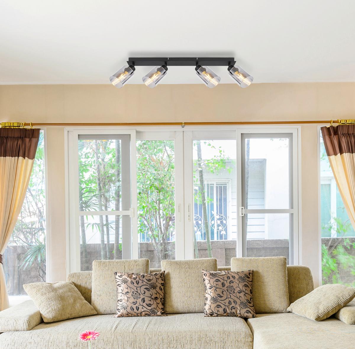 Strahler Hadera in Grau/Schwarz max. 15 Watt - Schwarz/Grau, Glas/Metall (67/9/21,5cm) - Globo