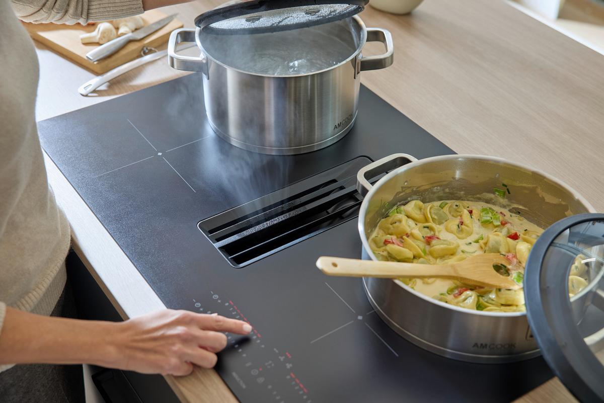 Kochfeld-Dunstabzug-Kombi DKEX8050IM - Schwarz, Basics, Glas/Metall (80/23/51cm) - Dieter Knoll