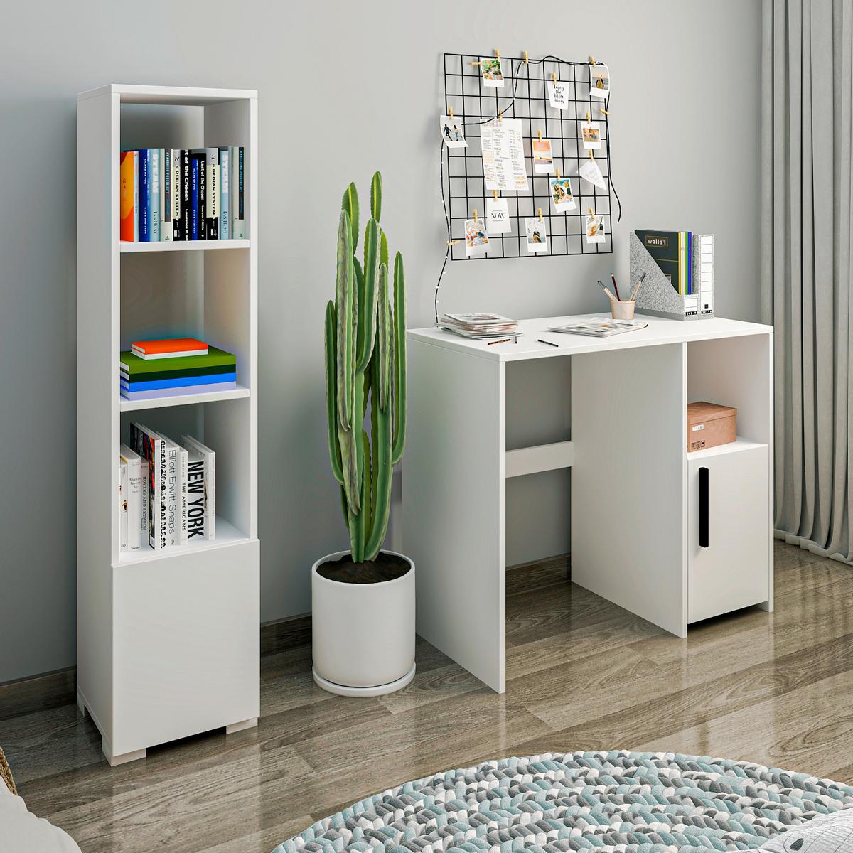 REGAL KUZEY BÜCHEREGAL - Weiss, Design, Holzwerkstoff (31/136/30cm) - Livetastic