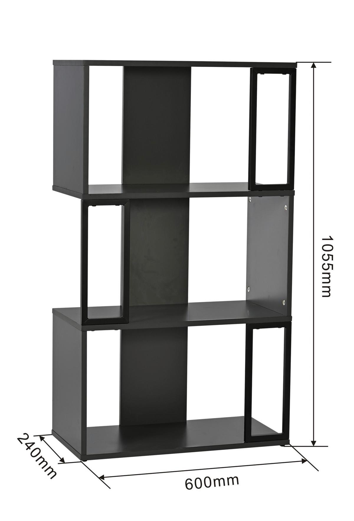 Regal Marbella Grau - Schwarz, MODERN, Holzwerkstoff/Metall (60/106/30cm) - Mömax