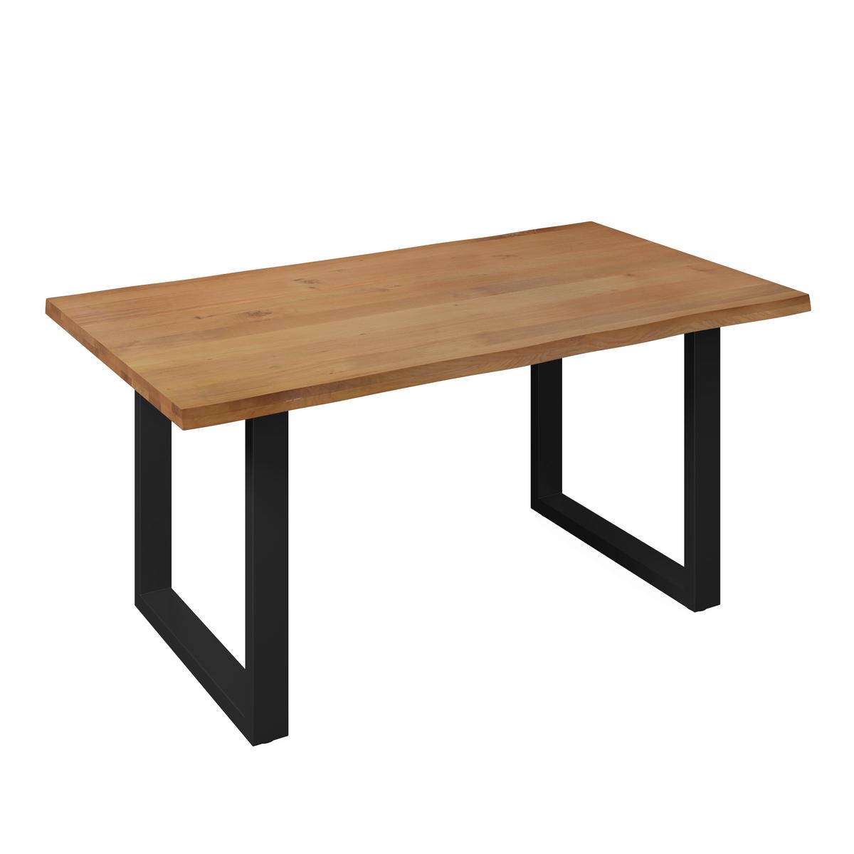 Esstisch Dan in Holz Eiche massiv ca. 160x90 cm - Eichefarben, MODERN, Holz/Metall (160/90/76cm) - Bessagi Home