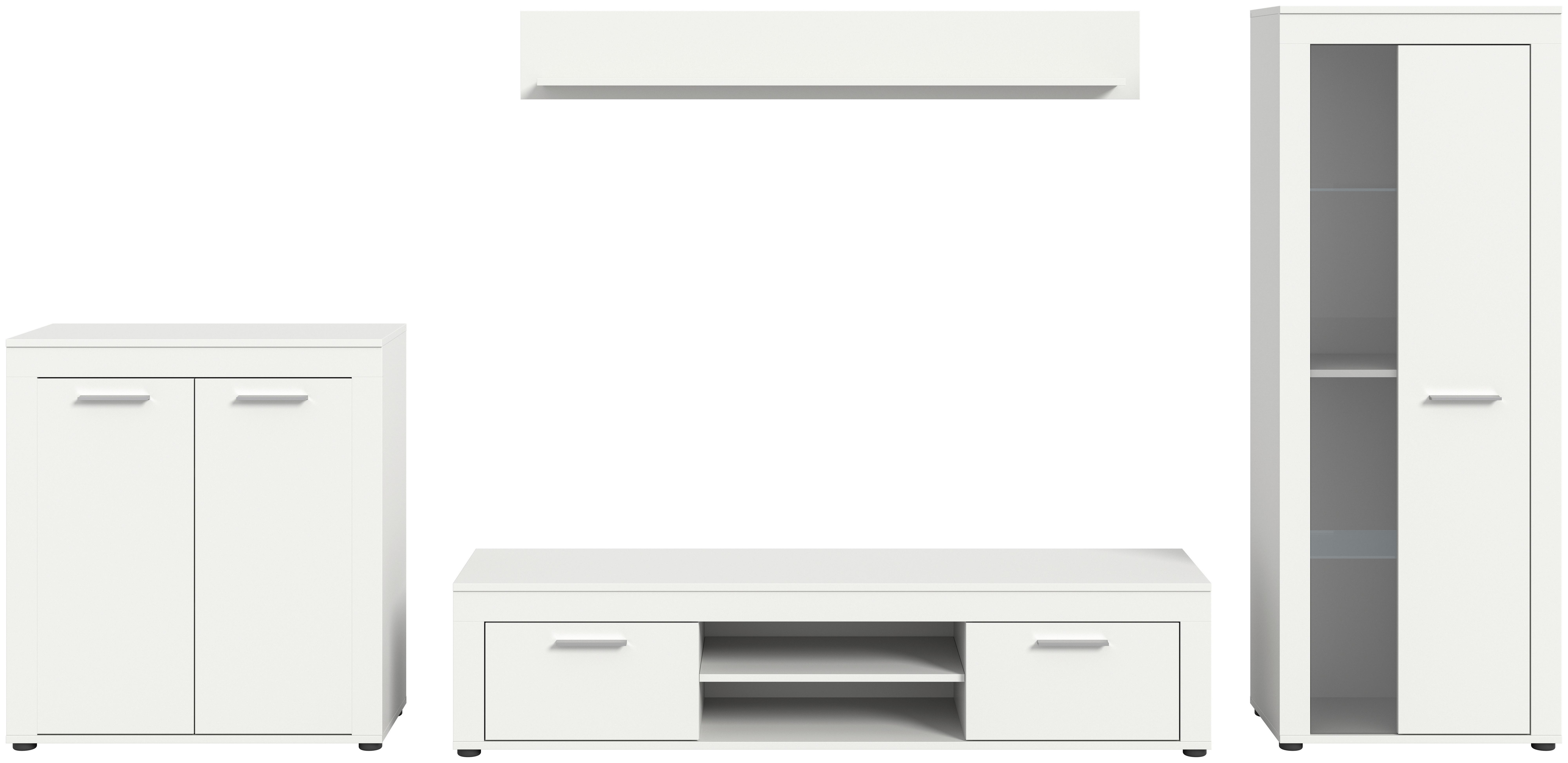 ANSAMBLU MOBILIER CAMERA DE Z JAM - alb, Design, sticlă/material pe bază de lemn (330/159/35cm) - Modern Living