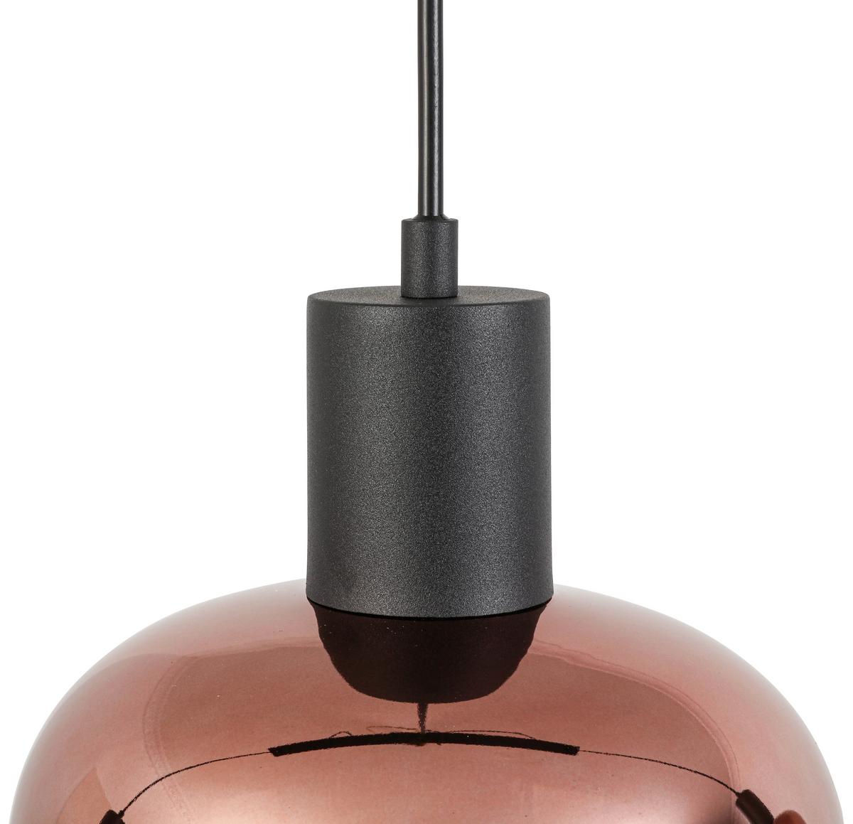 Hängeleuchte Schön Kupferfarben max. 40 Watt - Schwarz/Kupferfarben, MODERN, Glas/Kunststoff (86/18/120cm) - Mömax
