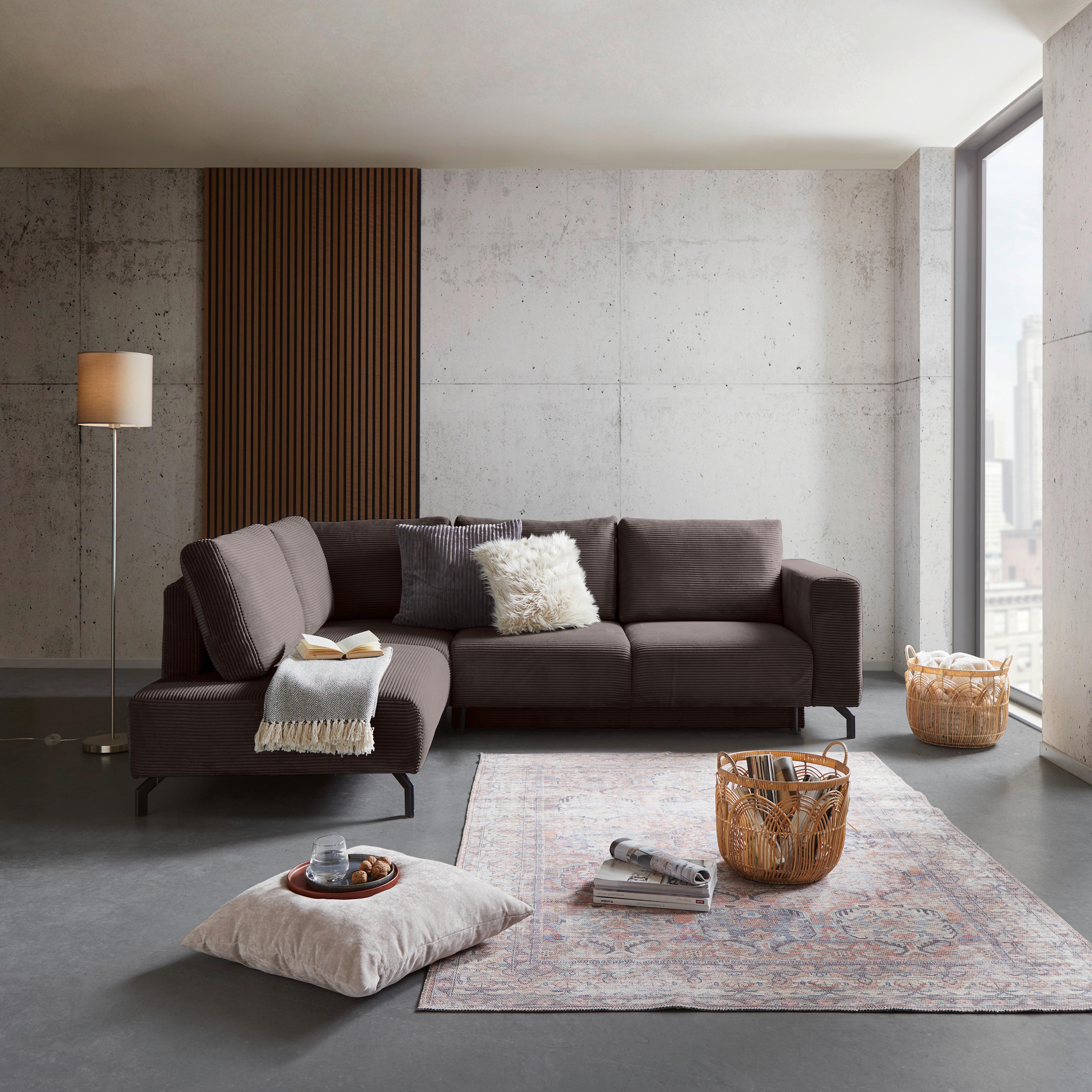 Kutna Garnitura Veni - smeđa/crna, Moderno, tekstil (210/272cm) - Modern Living