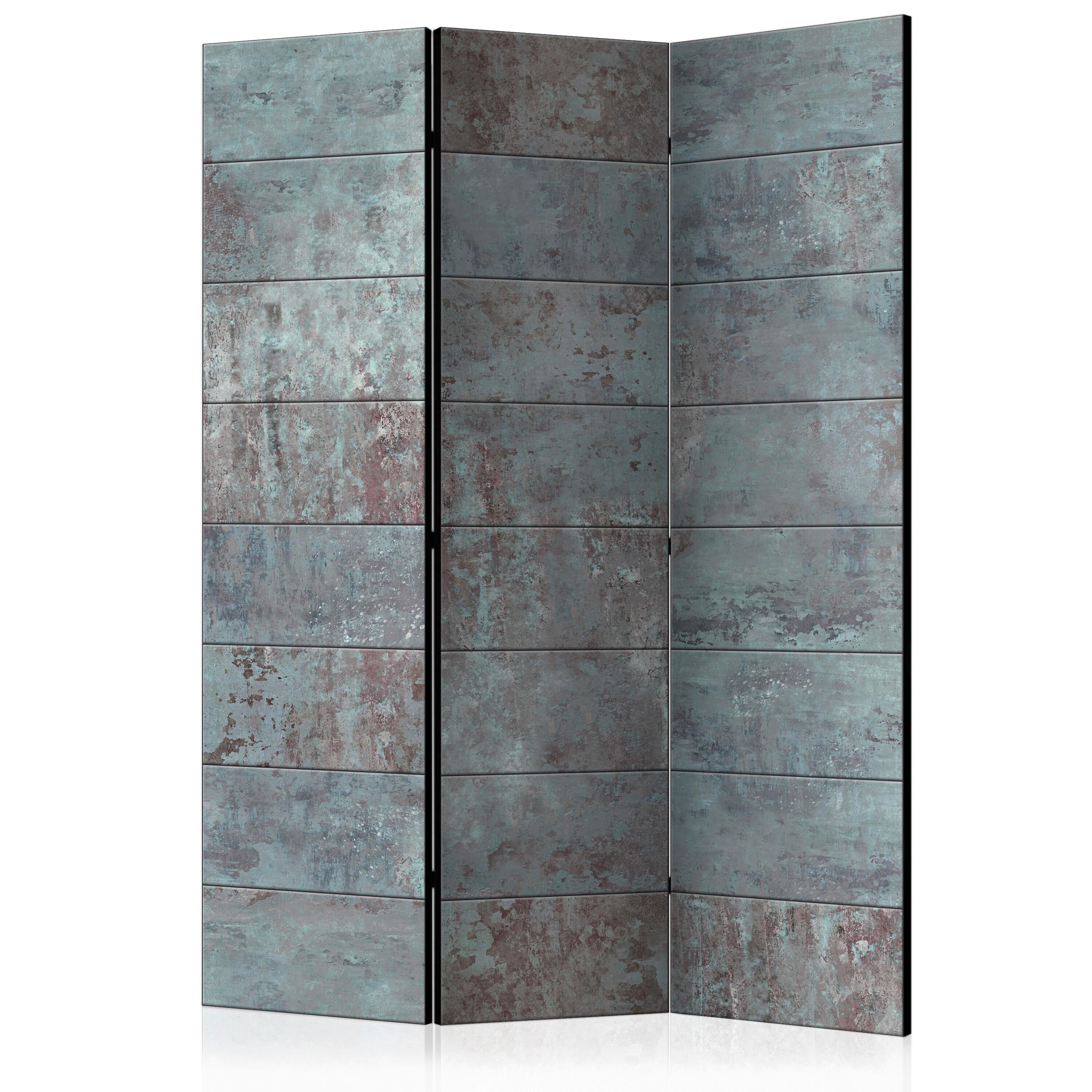 Paravan Turquoise Concrete, 3-Delni, Dvostranski - turkizna/siva, Basics, tekstil/les (135/172/3cm) - artgeist