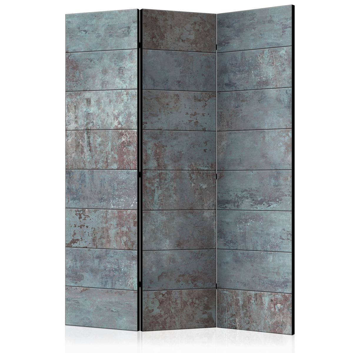 Paravan Turquoise Concrete, 3-Delni, Dvostranski - turkizna/siva, Basics, tekstil/les (135/172/3cm) - artgeist