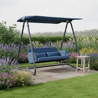 Hollywoodschaukel Ilva Blu Blau Outdoorstoff/Metall - Blau/Dunkelgrau, MODERN, Textil/Metall (178/175/142cm) - Bessagi Garden