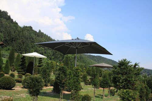 Sonnenschirm Acamp D: ca. 270 cm Platinfarben - Platinfarben/Anthrazit, Basics, Textil/Metall (270cm) - Gardenson
