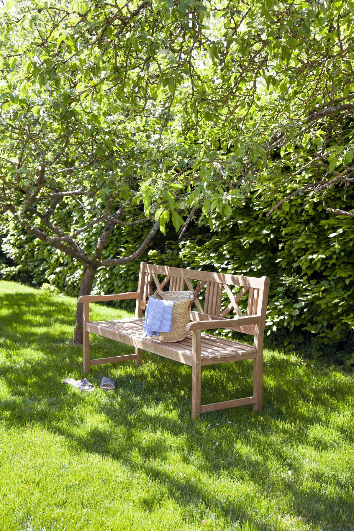Gartenbank Rosenborg - Naturfarben/Teakfarben, Natur, Holz (58/89/150cm) - Gardenson