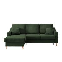 Ecksofa Valentina Dunkelgrün Cord - Dunkelgrün/Naturfarben, Design, Holz/Textil (150/228cm) - P & B