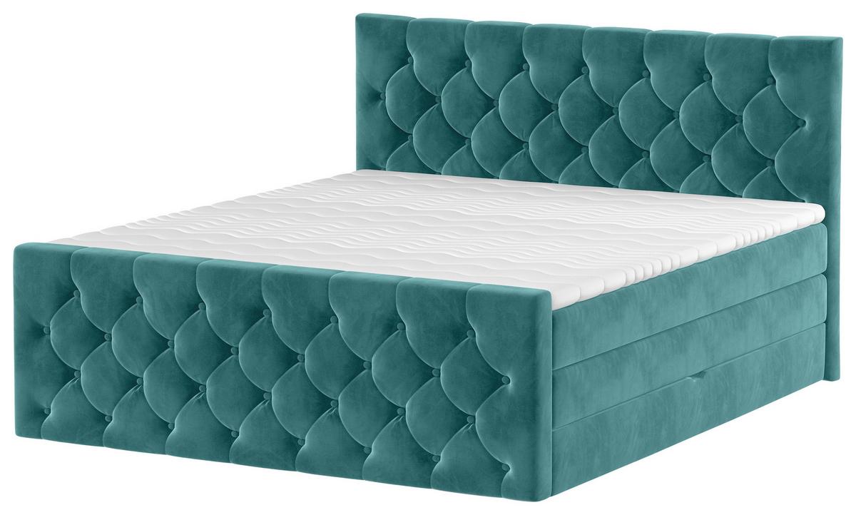 PAT BOXSPRING ELIO - petrol/bej, Romantik / Landhaus, textil (180/200cm) - James Wood