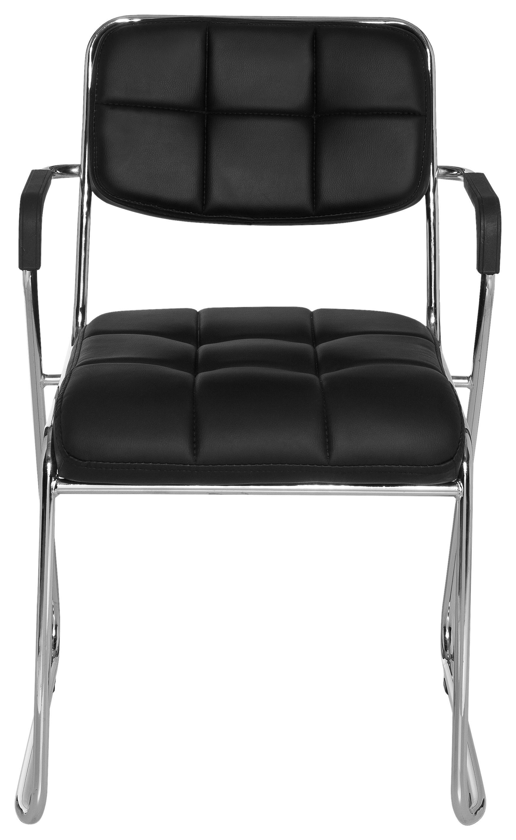 Konferenčni Stol Zanta Pu, Črna - barve kroma/črna, Basics, kovina/tekstil (49/79/44cm) - MID.YOU