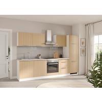 Küchenblock Glasgow m. Geräten Eichefarben/Weiß - Eichefarben/Beige, LIFESTYLE, Holzwerkstoff/Metall (300cm) - Held