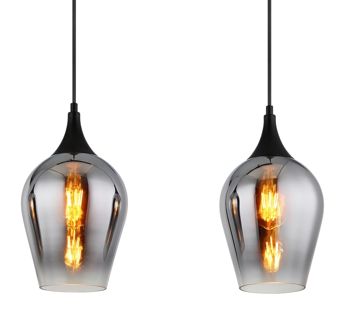 HÄNGELEUCHTE 155520-3HS LAVUS - Schwarz, Design, Glas/Metall (83/18/120cm) - Globo