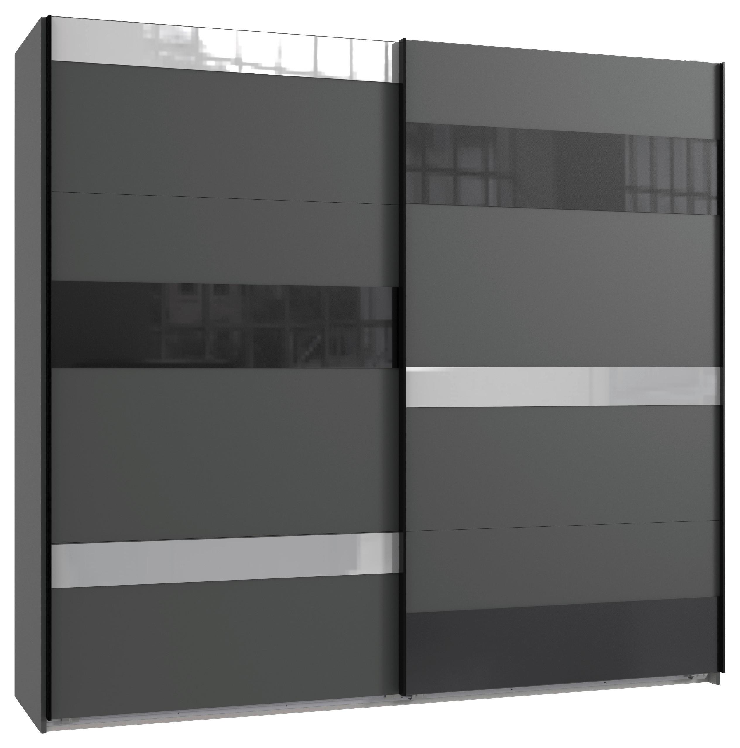 Omara Z Drsnimi Vrati Monaco - črna/siva, Konvencionalno, kovina/steklo (225/210/65cm) - Modern Living