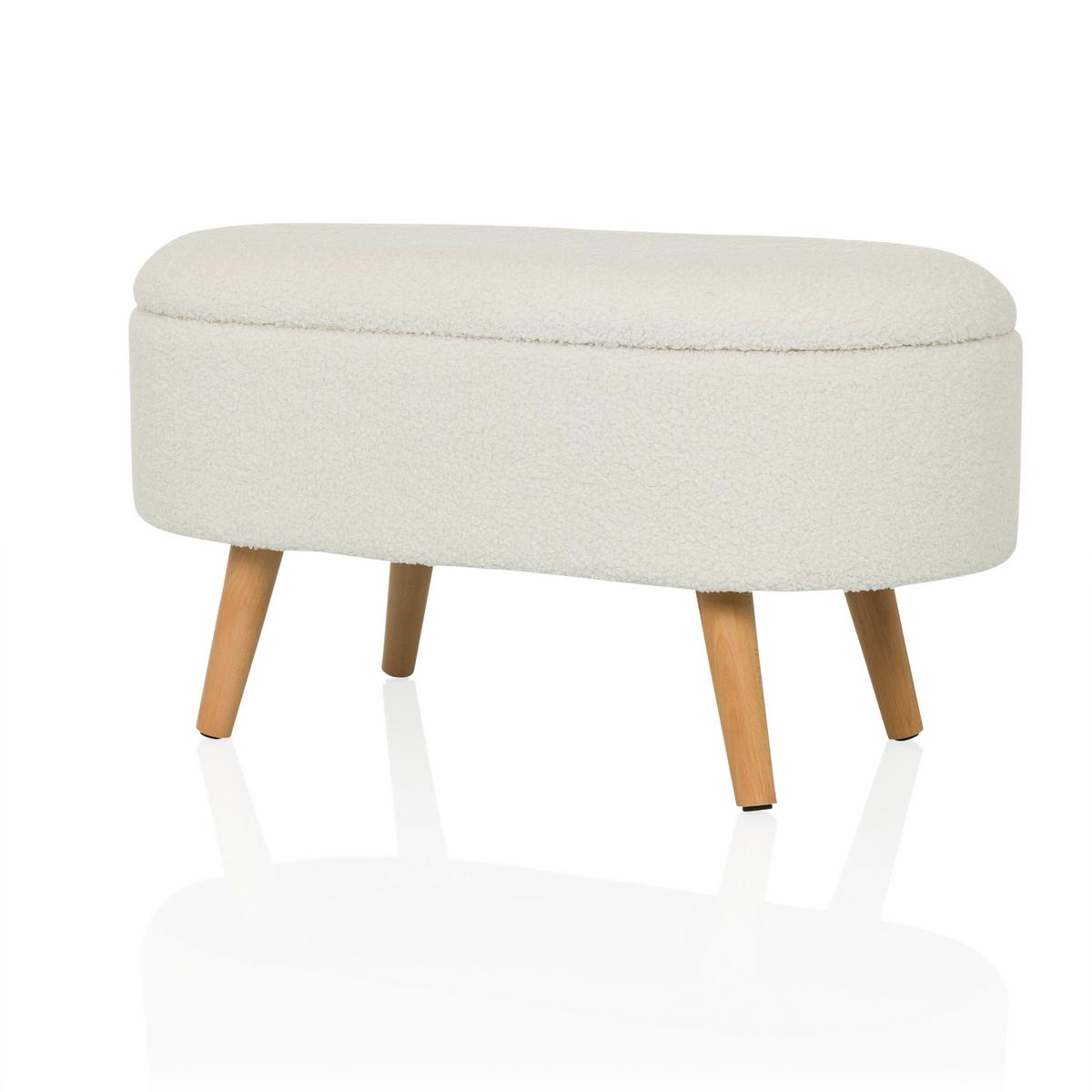 Tabure Storiano, Bela - barve hrasta/bela, Moderno, tekstil/leseni material (82/43/47cm) - MID.YOU