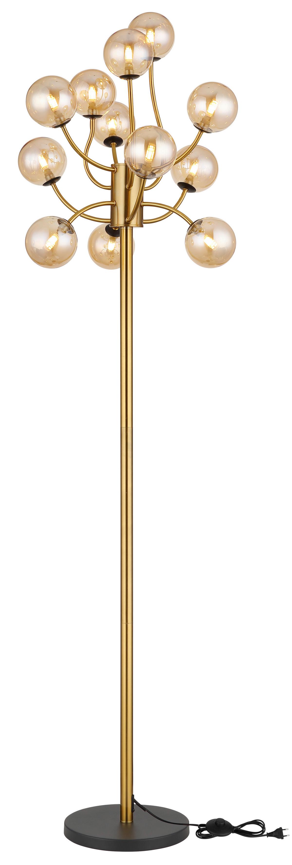 LED-STEHLEUCHTE 56135-12S - Messingfarben/Goldfarben, Design, Glas/Kunststoff (62/200cm) - Globo