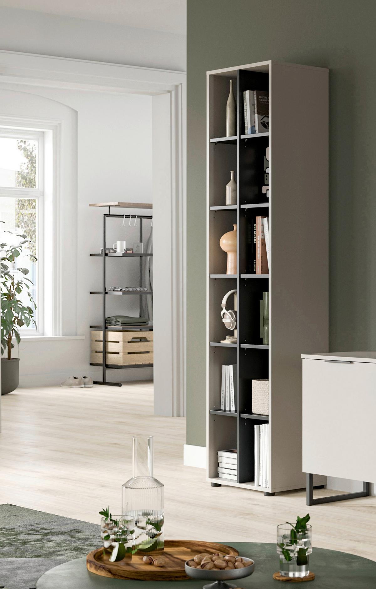 Regal Noida, Kašmir - kašmir/črna, Design, umetna masa/leseni material (45/192/35cm) - Livetastic