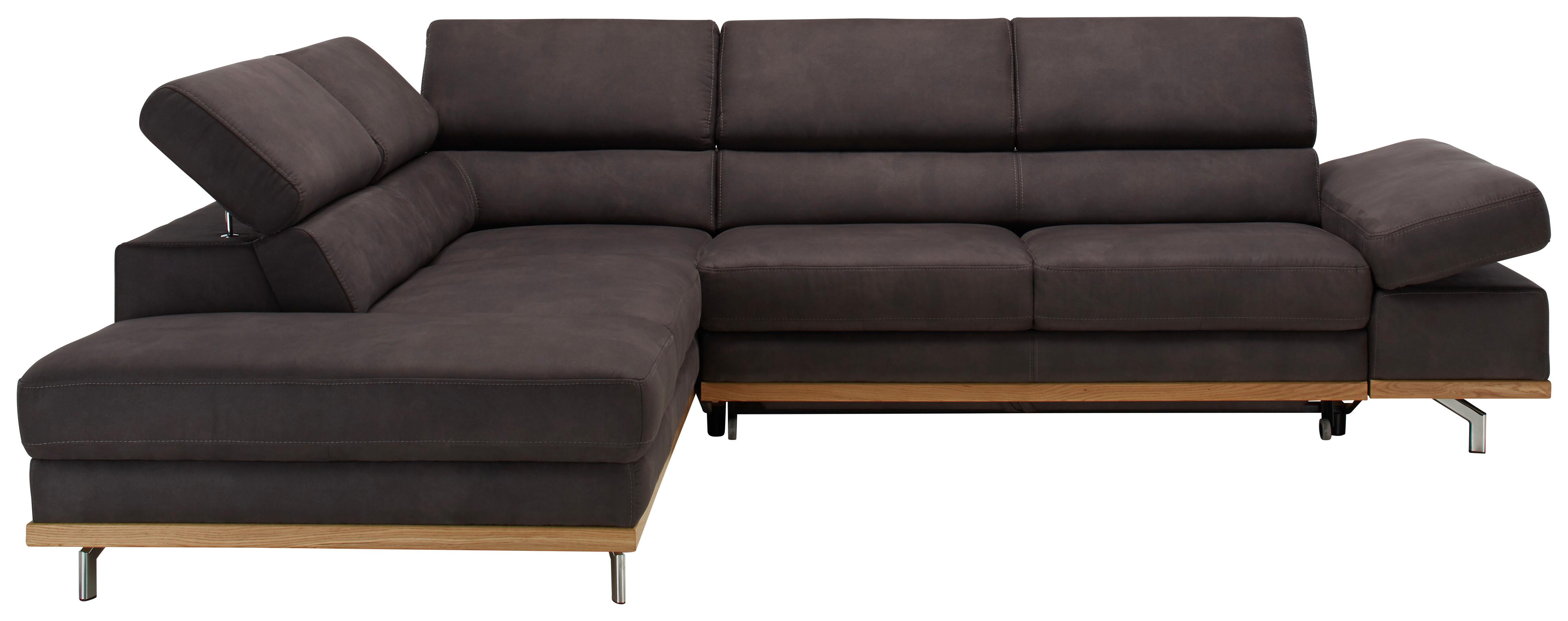 Ecksofa in Dunkelgrau mit Bettfunktion - Chromfarben/Dunkelgrau, Konventionell, Holz/Textil (226/292cm) - Zandiara