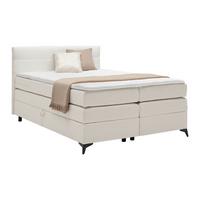 Boxspringbett Bari in Creme ca. 140x200cm - Creme/Schwarz, KONVENTIONELL, Textil/Metall (140/200cm) - Mömax