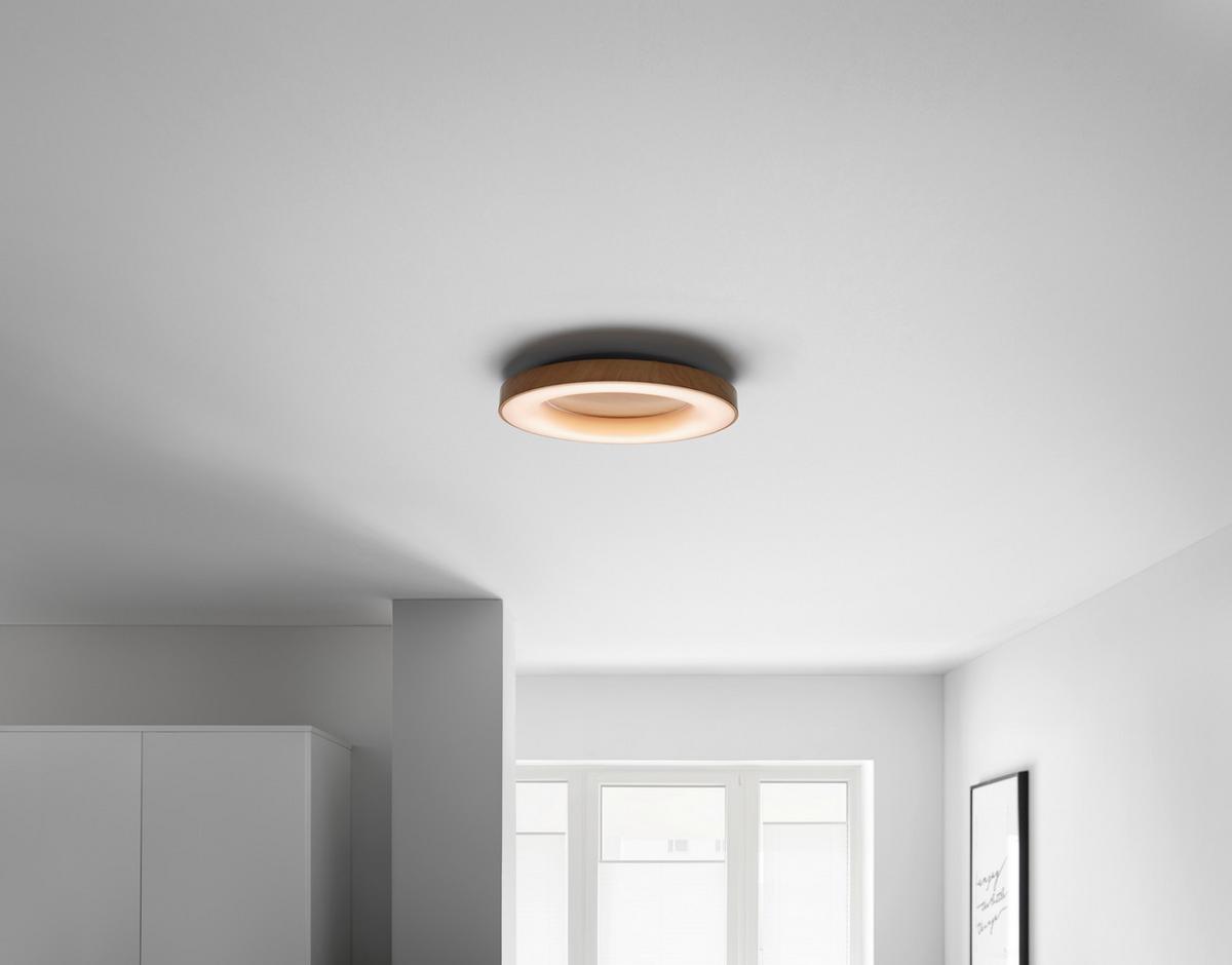 LED Mennyezeti Lámpa Luzia - tölgyfa színű/fehér, műanyag/fém (60/10cm) - Premium Living
