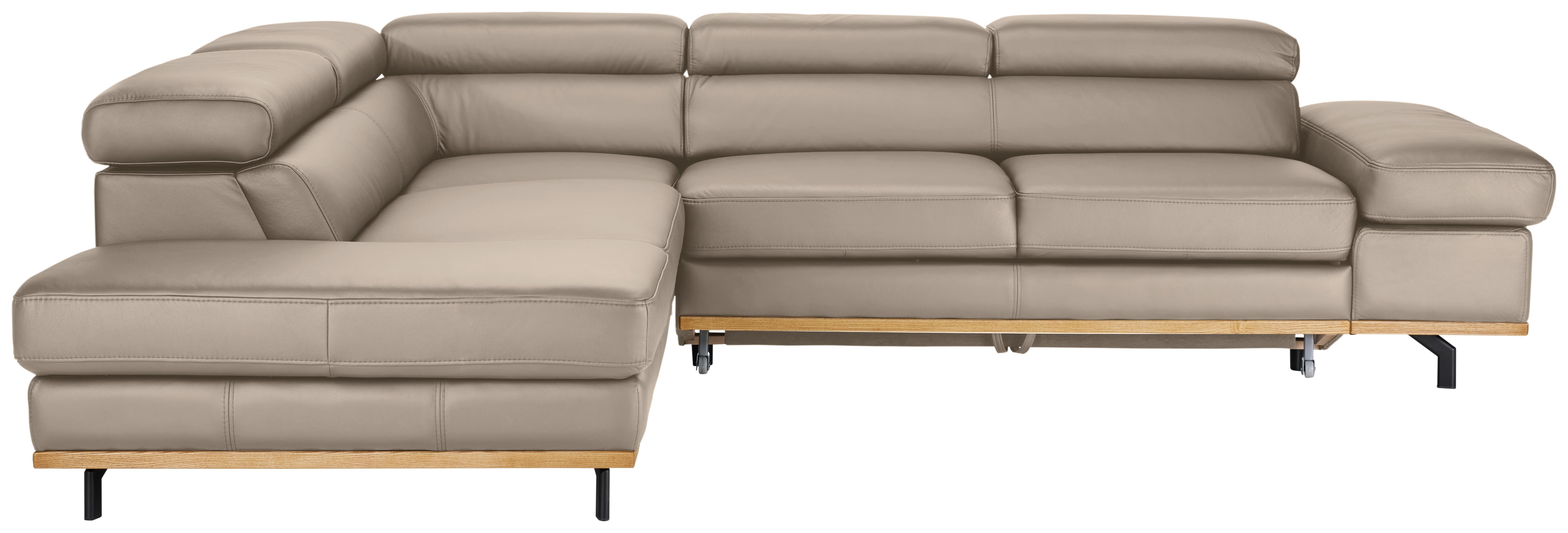 Wohnlandschaft Carmen links Creme - Creme/Schwarz, MODERN, Leder/Holz (292/72/226cm) - Premium Living