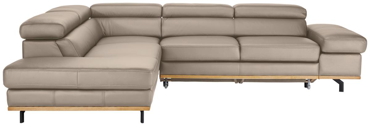 Wohnlandschaft Carmen links Creme - Creme/Schwarz, MODERN, Leder/Holz (292/72/226cm) - Premium Living