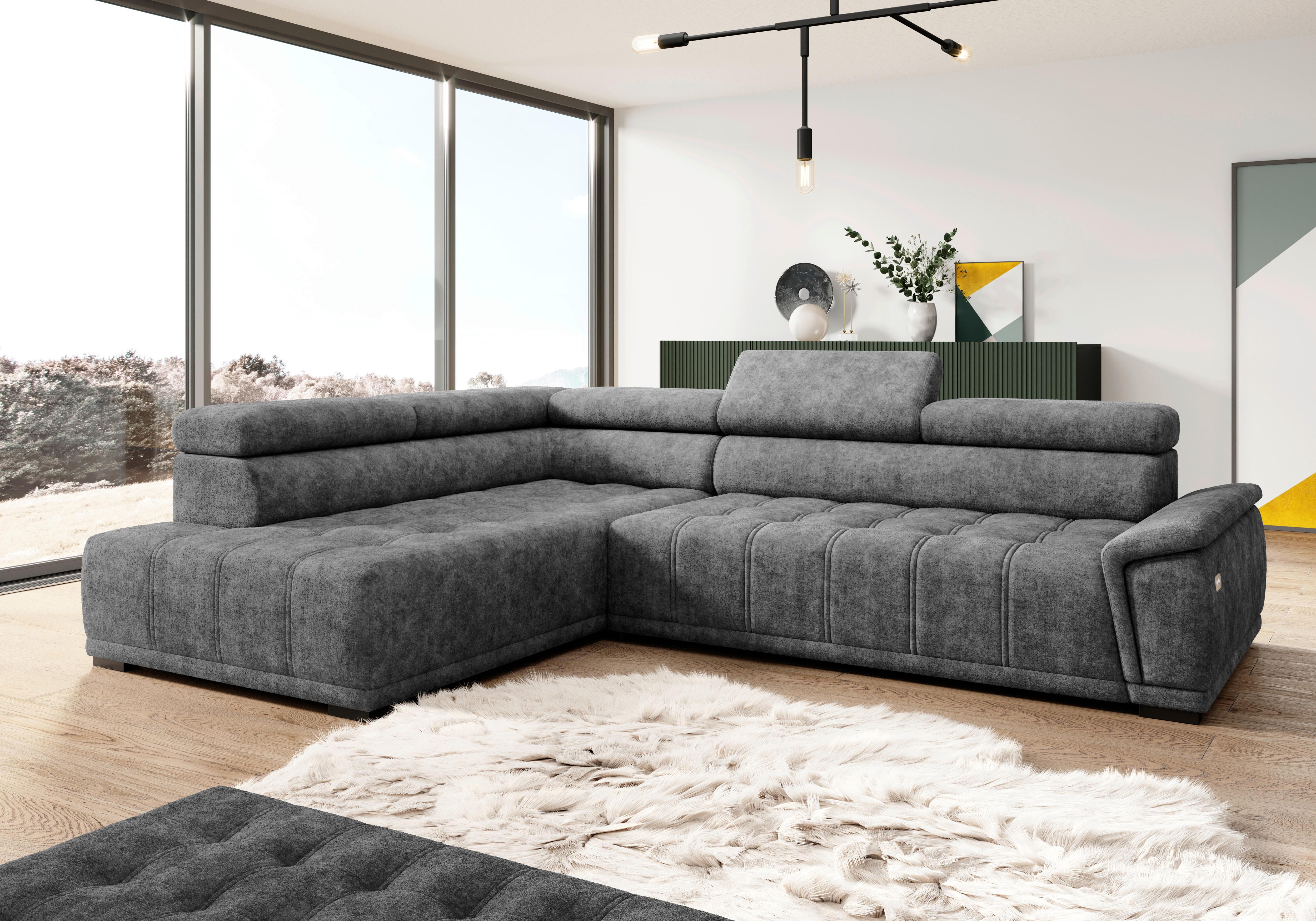 Kutna Garnitura Gremio Links - siva/crna, Moderno, tekstil/plastika (206/283cm) - Modern Living