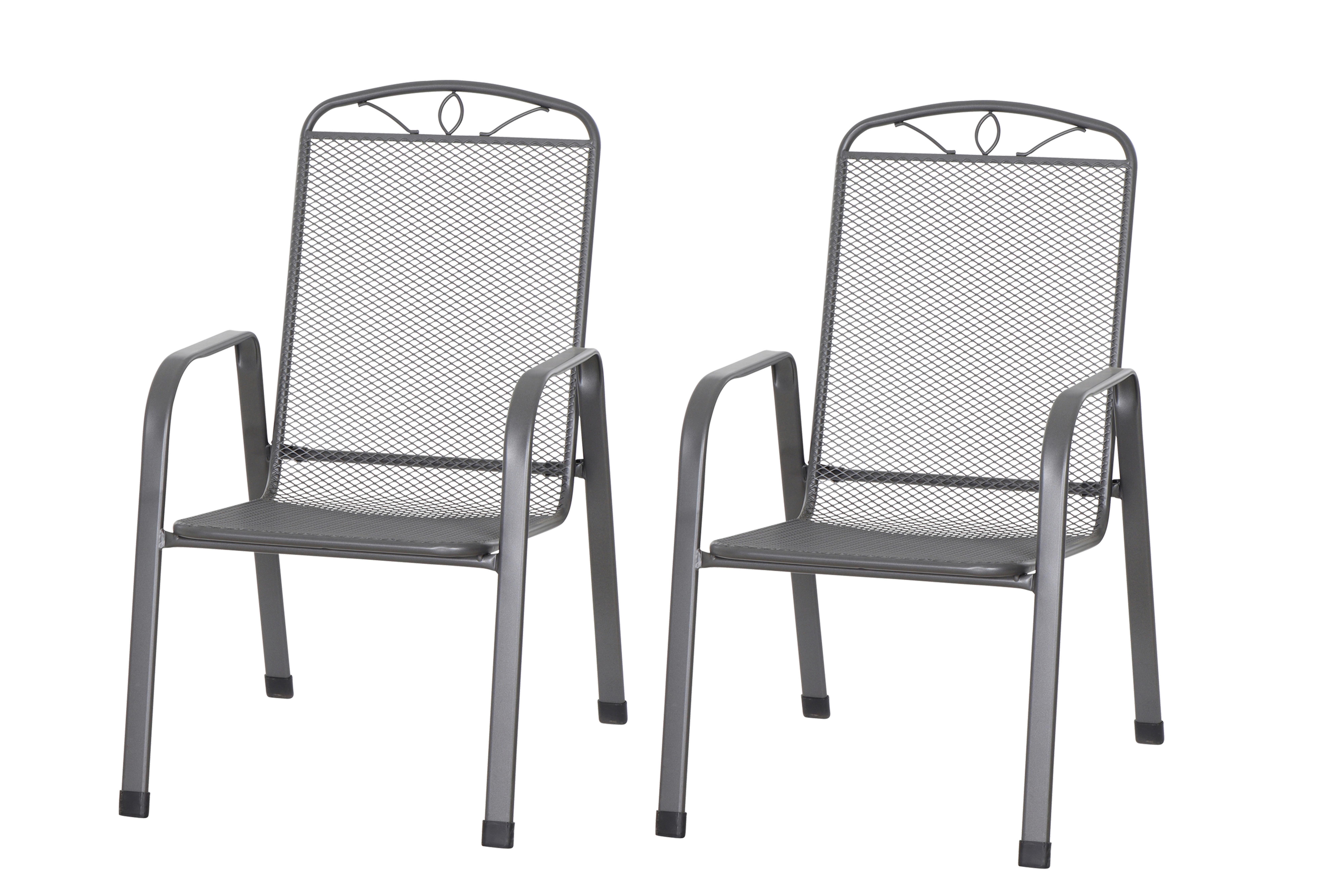 Gartensessel-Set Elda 2-tlg. Anthrazit Hochlehner - Anthrazit, Basics, Metall (57/94/75cm) - Siena Garden