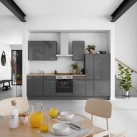 Küchenblock Flash Low m. Geräten Schieferfarben - Schieferfarben/Edelstahlfarben, MODERN, Holzwerkstoff/Metall (300cm) - Nobilia