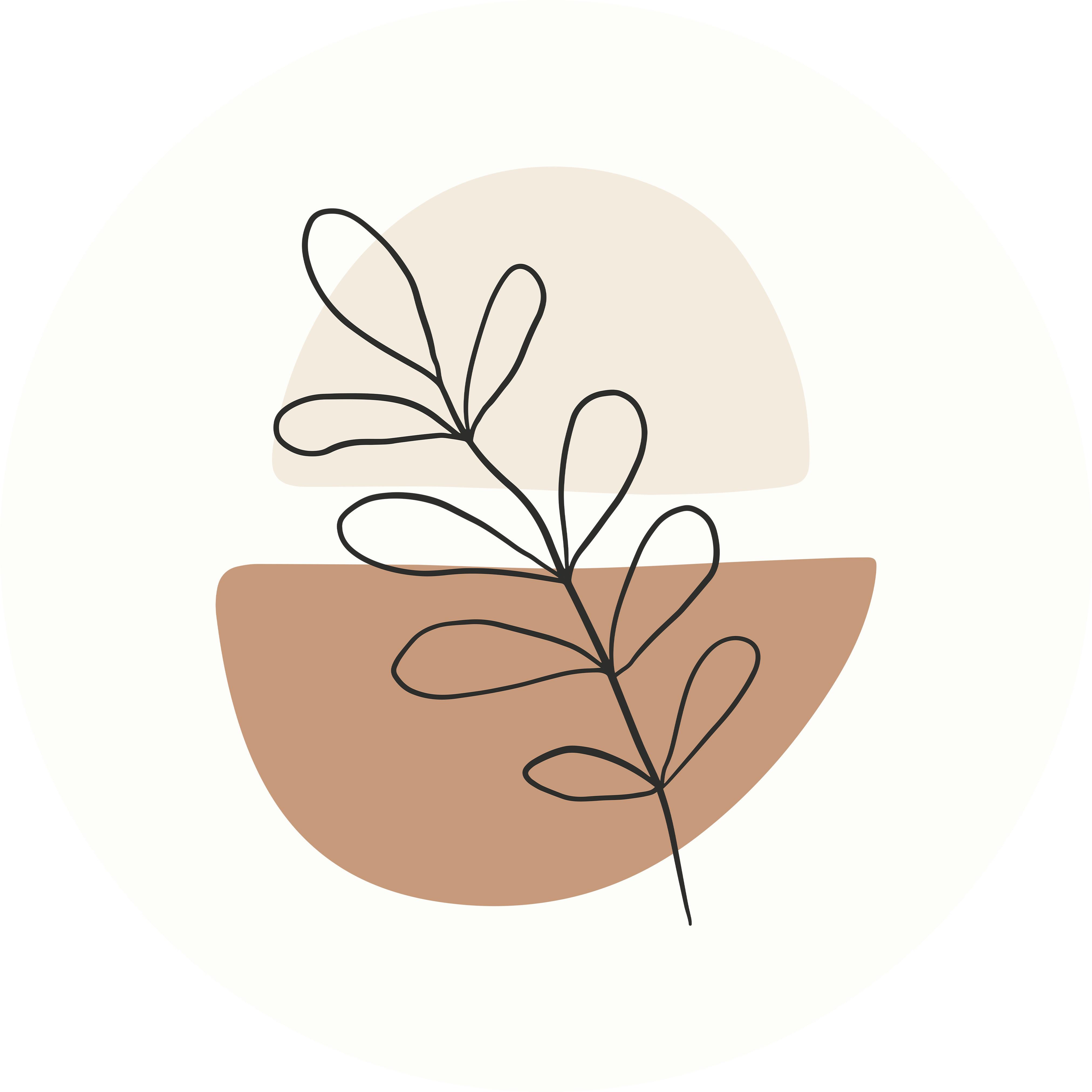 METALLBILD ABSTRACT BOTANICAL CIRCLE - Weiss Hochglanz/Beige, Basics, Metall (60/0,3cm)