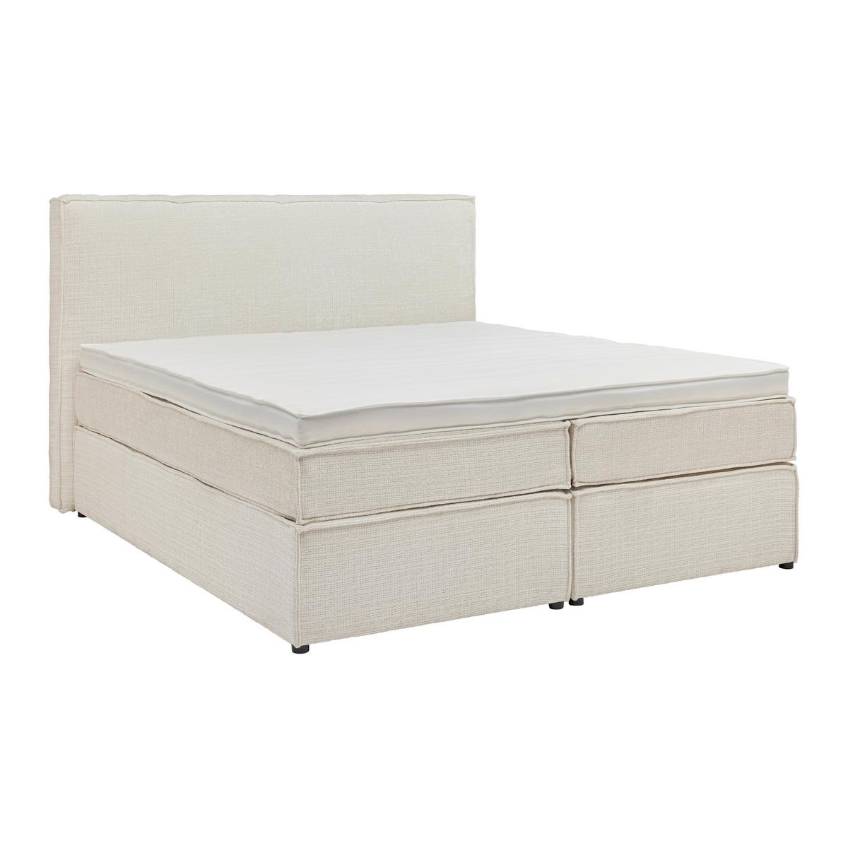 ŁÓŻKO BOXSPRING LION - beżowy/czarny, Konventionell, materiał drewnopochodny/tkanina (160/200cm) - Premium Living