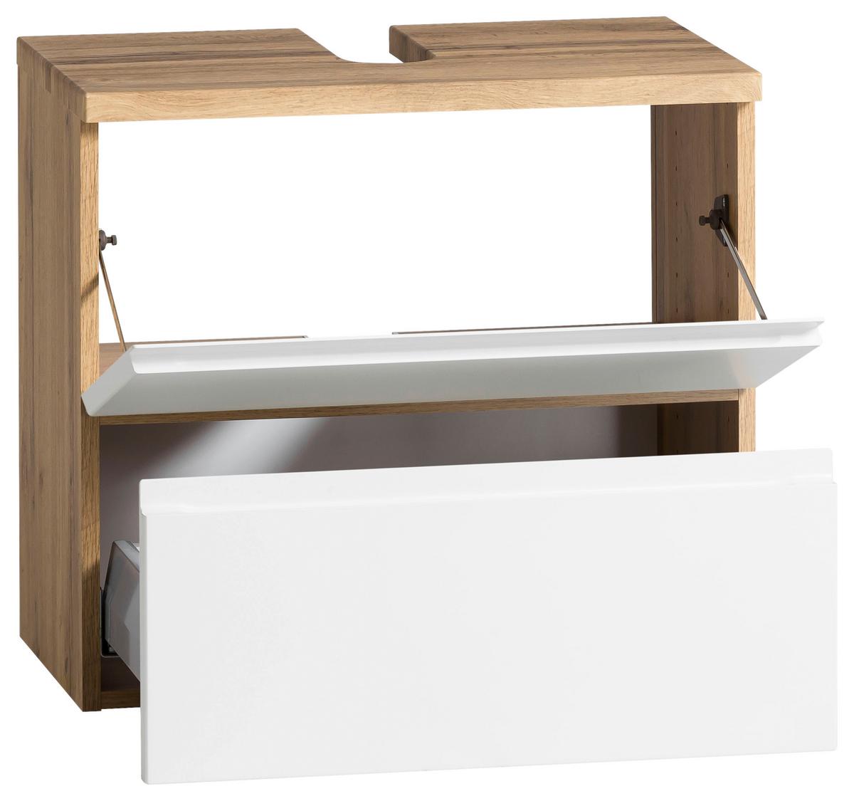 Waschbeckenunterschrank Varese ca. 60x59 cm Weiß/Eiche - Eiche Wotan/Weiß, MODERN, Holzwerkstoff (60/59/35cm) - Held