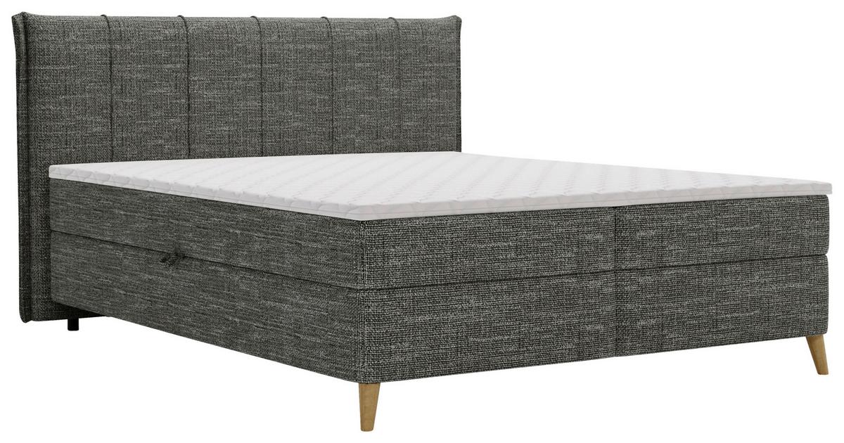Boxbett Veloria Anthrazit ca. 160x200cm - Anthrazit/Schwarz, KONVENTIONELL, Textil/Metall (160/200cm) - Based